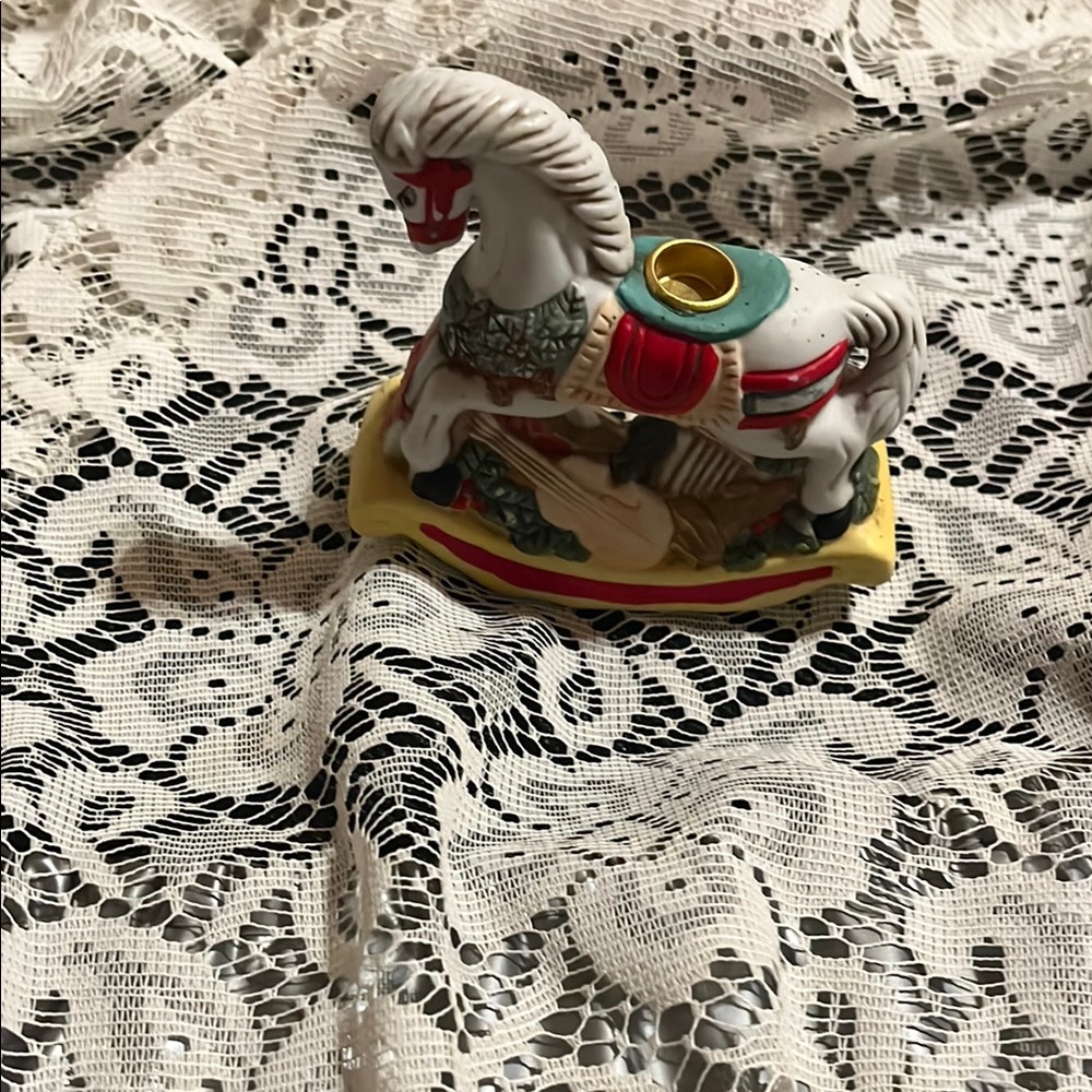 Vintage Colorful Ceramic Horse Candle Holder